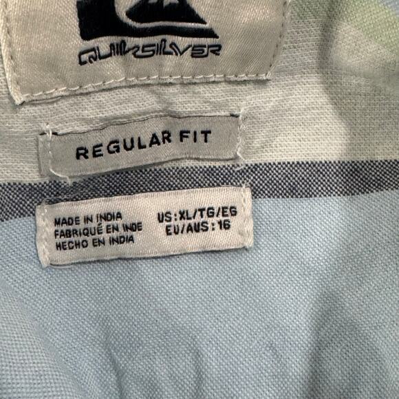 QuickSilver Men’s SS Button Down White & Blue Striped Shirt Sz XL - Picture 3 of 6